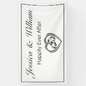 Moderne minimalistische witte zwarte hartringen br spandoek (Verticaal)