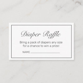 Moderne minimalistische witte zwarte luier loterij informatiekaartje