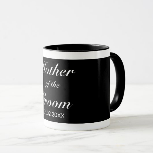 Moderne minimalistische witte zwarte ouder bruilof mok (Voorkant rechts)