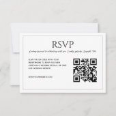 Moderne minimalistische witte zwarte QR-code bruil RSVP Kaartje (Voorkant)