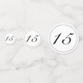 Moderne minimalistische witte zwarte quinceañera confetti (Voorkanten)