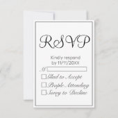 Moderne Minimalistische Witte Zwarte RSVP (Voorkant)