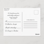 Moderne minimalistische witte zwarte RSVP uitnodig Briefkaart (Achterkant)