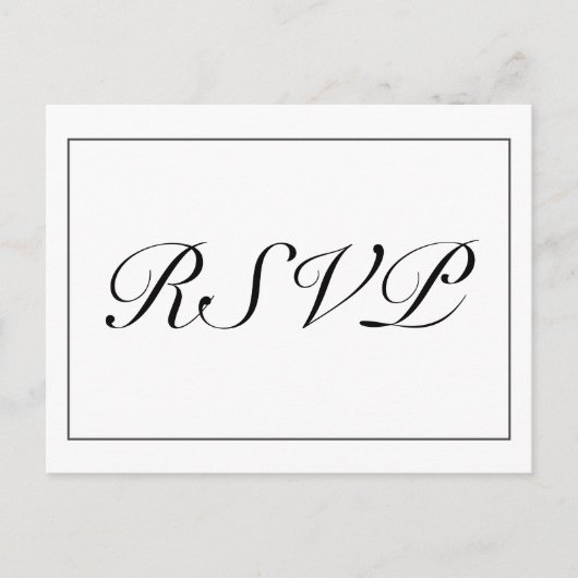Moderne minimalistische witte zwarte RSVP uitnodig Briefkaart (Voorkant)