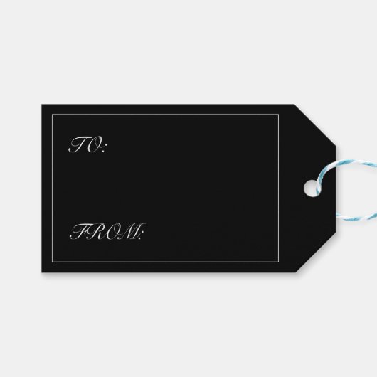 Moderne minimalistische witte zwarte verjaardag cadeaulabel (Voorkant (Horizontaal))