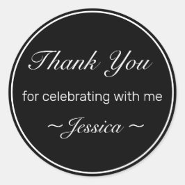 Moderne minimalistische witte zwarte verjaardag da ronde sticker