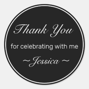 Moderne minimalistische witte zwarte verjaardag da ronde sticker