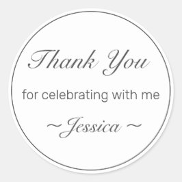 Moderne minimalistische witte zwarte verjaardag da ronde sticker