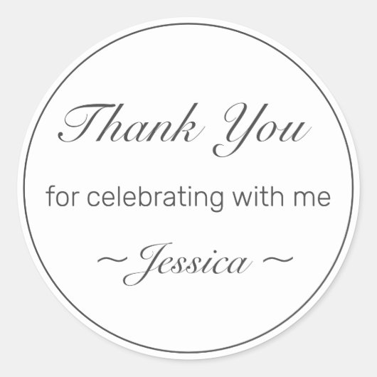 Moderne minimalistische witte zwarte verjaardag da ronde sticker (Voorkant)