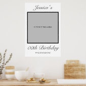 Moderne Minimalistische Witte Zwarte Verjaardag Fo Poster (Keuken)