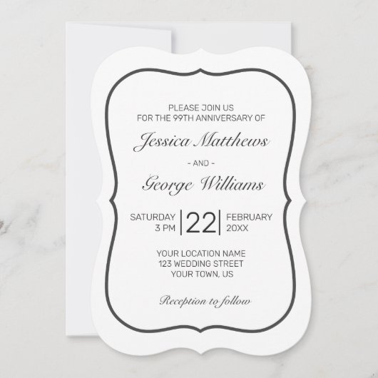 Moderne Minimalistische Witte Zwarte Verjaardag Kaart (Voorkant)