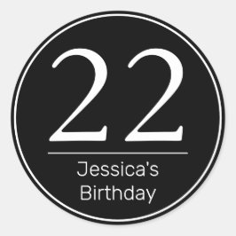 Moderne minimalistische witte zwarte verjaardag le ronde sticker