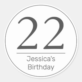 Moderne minimalistische witte zwarte verjaardag le ronde sticker