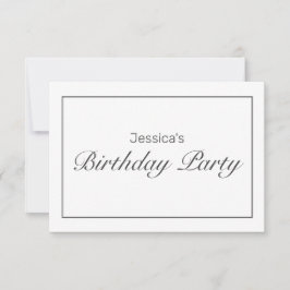 Moderne minimalistische witte zwarte verjaardag RSVP kaartje