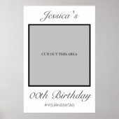 Moderne Minimalistische Witte Zwarte Verjaardagsfo Poster (Voorkant)