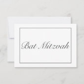 Moderne minimalistische witte zwarte vleermuis mit RSVP kaartje (Voorkant)