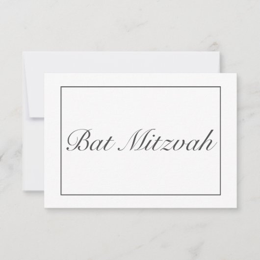 Moderne minimalistische witte zwarte vleermuis mit RSVP kaartje (Voorkant)