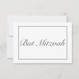 Moderne minimalistische witte zwarte vleermuis mit RSVP kaartje