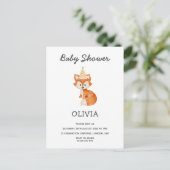 Moderne minimalistische Woodland Fox Baby shower Briefkaart (Staand voorkant)