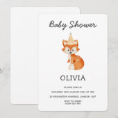Moderne minimalistische Woodland Fox Baby shower Kaart (Voorkant / Achterkant)