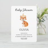 Moderne minimalistische Woodland Fox Baby shower Kaart (Staand voorkant)