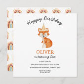 Moderne minimalistische Woodland Fox eerste verjaa (Voorkant / Achterkant)