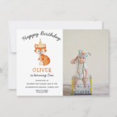 Moderne minimalistische Woodland Fox eerste verjaa (Voorkant)