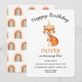 Moderne minimalistische Woodland Fox eerste verjaa Kaart (Voorkant / Achterkant)