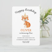 Moderne minimalistische Woodland Fox eerste verjaa Kaart (Staand voorkant)