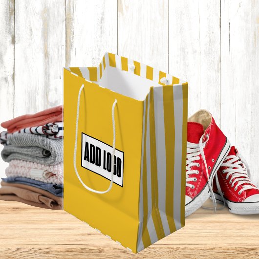 Moderne minimalistische Yellow Stripes Business Lo Medium Cadeauzakje