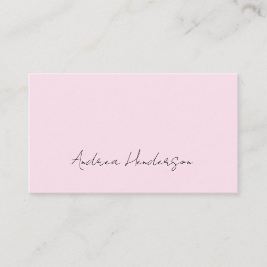 Moderne minimalistische zacht licht roze contacten visitekaartje (Voorkant)