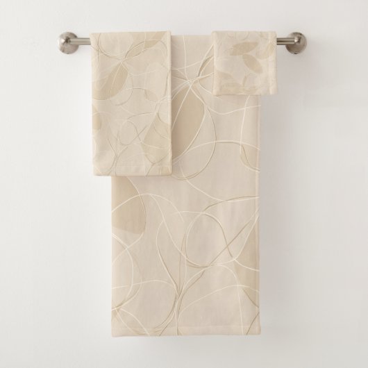 Moderne Minimalistische Zachte Beige Abstracte Pat Bad Handdoek (Insitu)