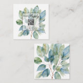 Moderne minimalistische zachte waterverf groen informatiekaartje (Voorkant / Achterkant)