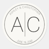 Moderne minimalistische zachte witte bruiloft ronde sticker (Voorkant)