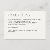 Moderne minimalistische zachte witte bruiloft RSVP kaartje (Voorkant)