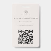 Moderne Minimalistische Zakelijke ID Badge (Achterkant)