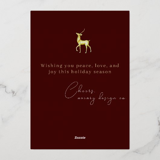 Moderne minimalistische zakelijke kerstrendieren folie feestdagenkaart (Achterkant)
