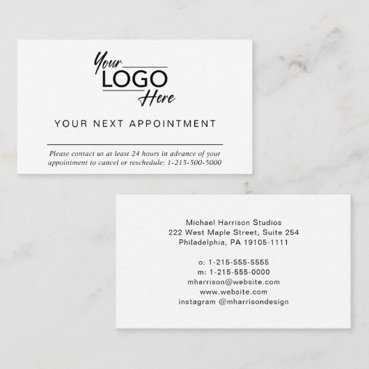 Moderne minimalistische zakelijke Logo Afsprakenkaartje (Voorkant / Achterkant)