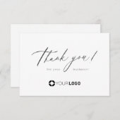 Moderne minimalistische zakelijke logo voor script bedankkaart (Voorkant / Achterkant)