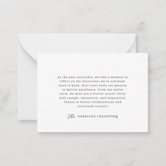 Moderne minimalistische zakelijke vakantiefoto notitiekaartje (Achterkant)