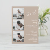 Moderne, minimalistische zand initialen fotobruilo kaart (Staand voorkant)
