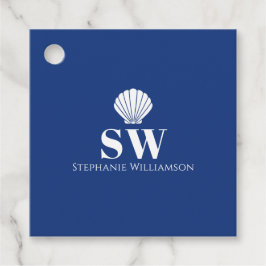 Moderne Minimalistische Zeevaart Schelp Initialen  Bedankjes Labels