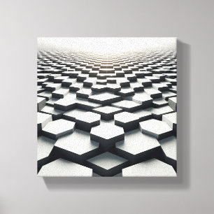 Moderne Minimalistische Zeshoekige Matrix - Abstra Canvas Afdruk