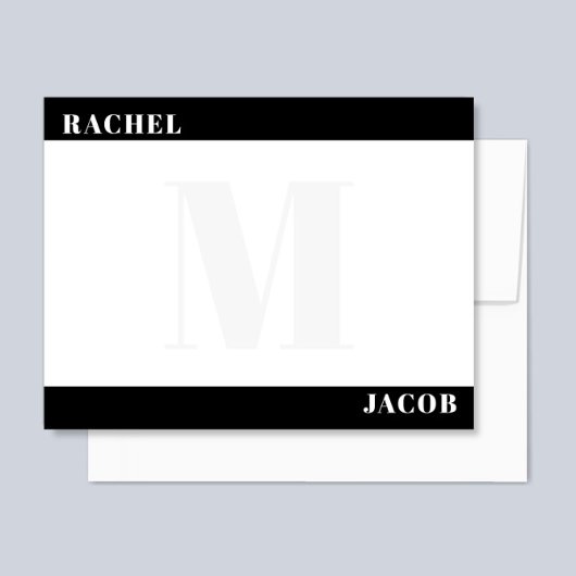 Moderne minimalistische zijn & haar monogram brief notitiekaartje