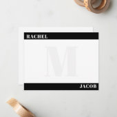 Moderne minimalistische zijn & haar monogram brief notitiekaartje (Voorkant / Achterkant in situ)