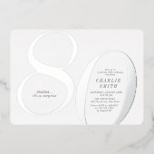 Moderne, minimalistische zilveren 80ste verjaardag folie uitnodiging (Voorkant)