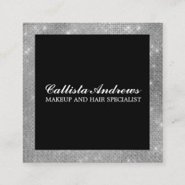 Moderne Minimalistische Zilveren Glitter Eenvoudig Vierkante Visitekaartje