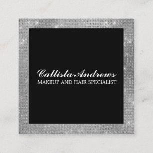 Moderne Minimalistische Zilveren Glitter Eenvoudig Vierkante Visitekaartje
