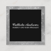 Moderne Minimalistische Zilveren Glitter Eenvoudig Vierkante Visitekaartje (Voorkant)