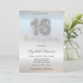 Moderne minimalistische zilveren zoet 16 kaart (Staand voorkant)